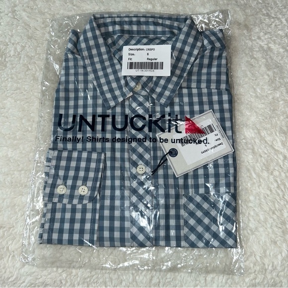 UNTUCKit Crispo Women’s Blue Checkered Long Sleeve Button Down Shirt Size 6 NWT - Picture 2 of 6